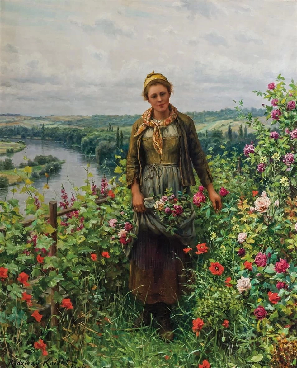 Una cameriera nel suo giardino